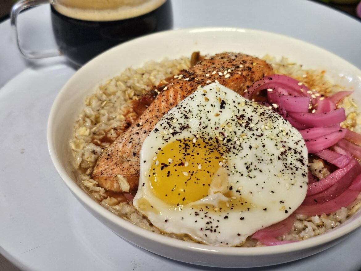 Savory oatmeal brunch