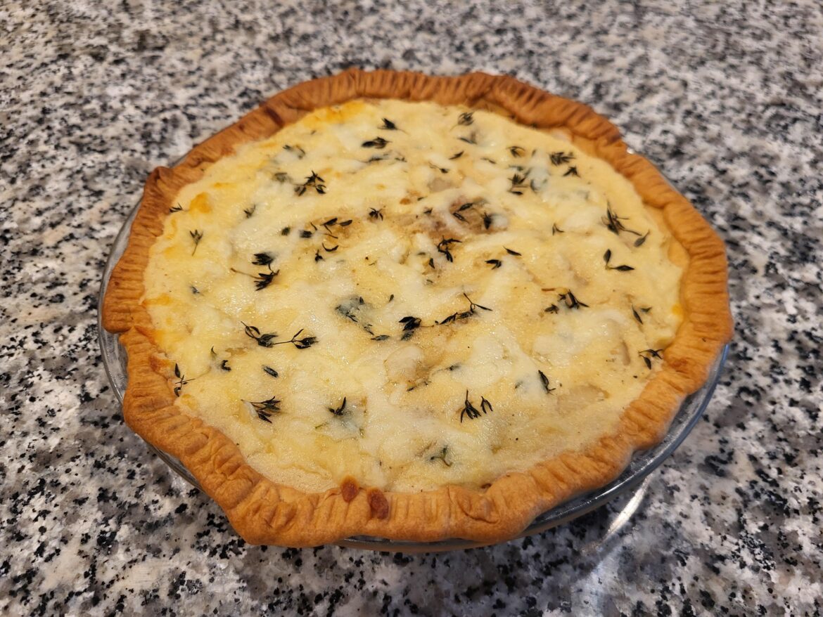onion cheddar and potato pie