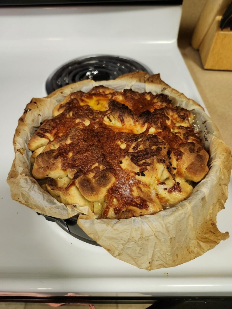 Pull apart garlic and cheese