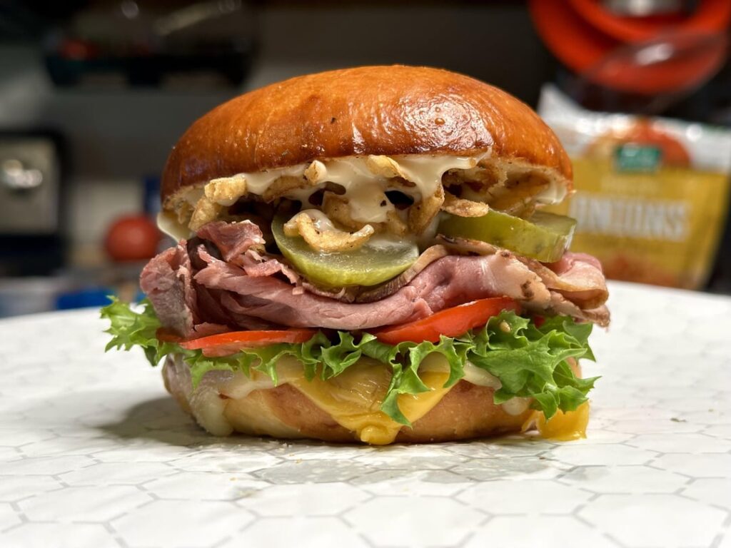 Homemade roast beef sandwich for lunch Homemade roast beef sandwich for lunch