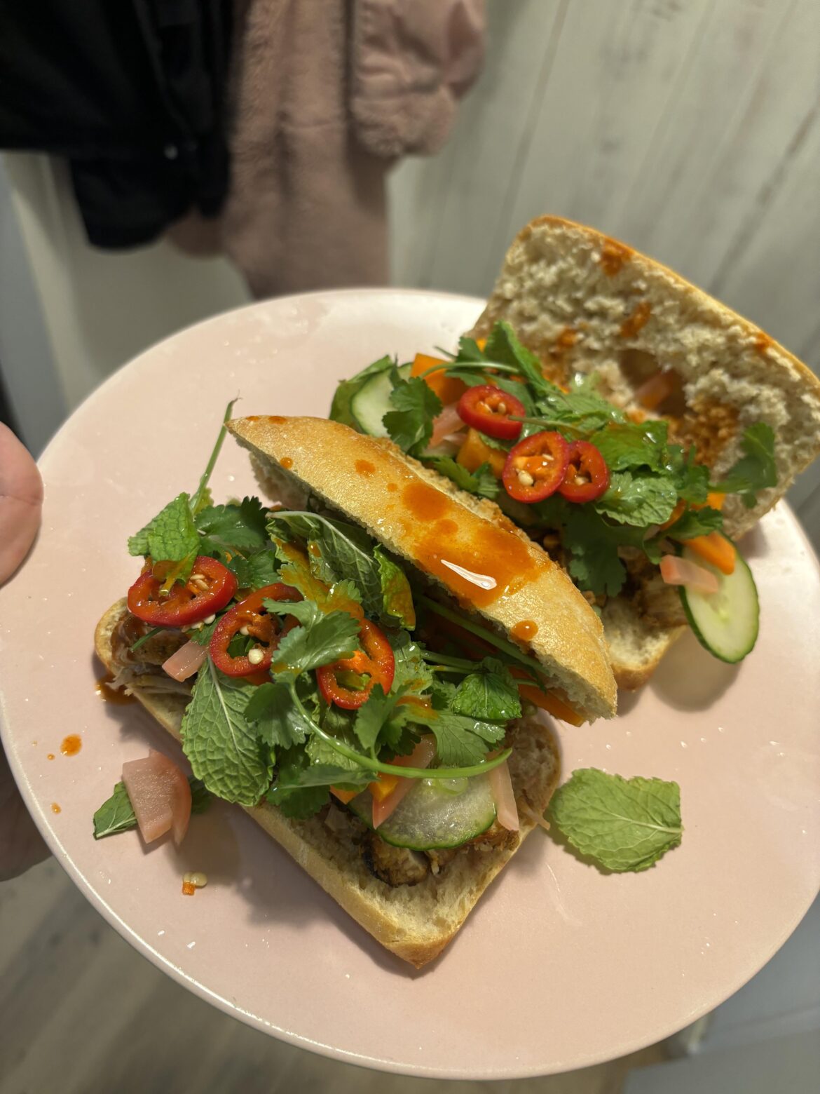 Banh mi sandwiches with homemade slow roasted pork belly