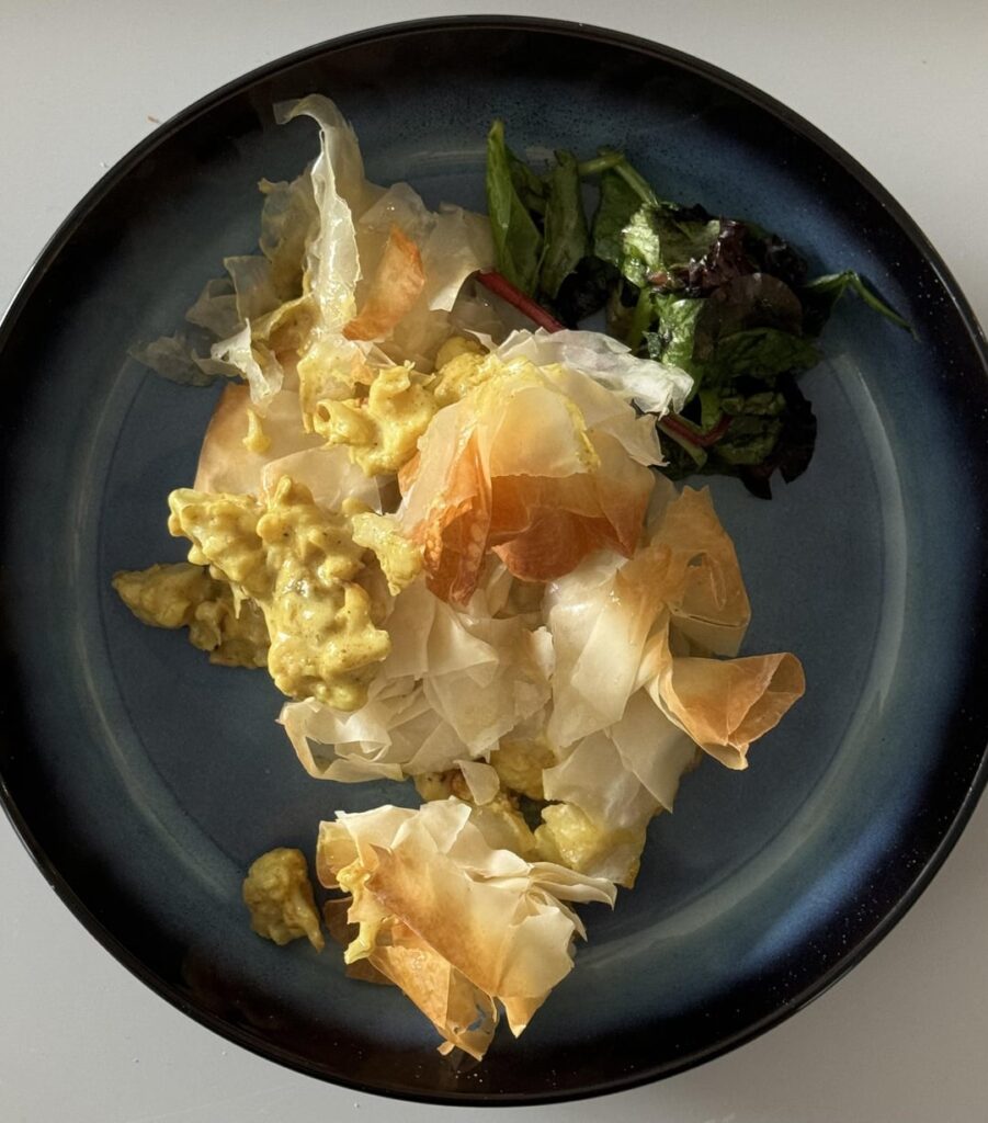 Curried Cauliflower Cheese Filo Pie