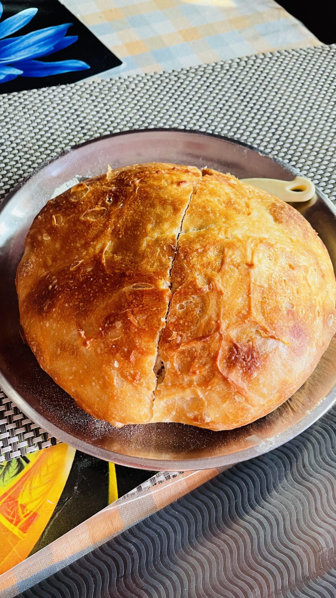 First attempt at an Artisan bread, without a Dutch oven.