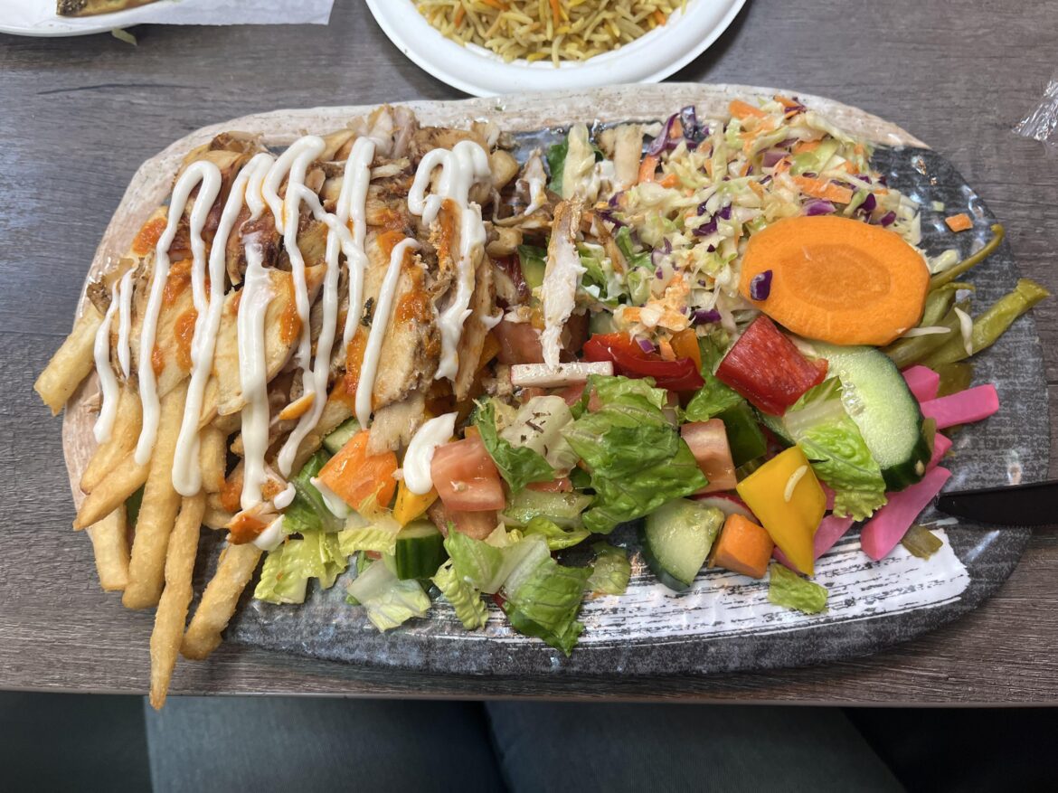 The shawarma was dry so when I tried to get it with my plastic fork everything else would move off the plate. It doesn’t deserve to be called a plate.