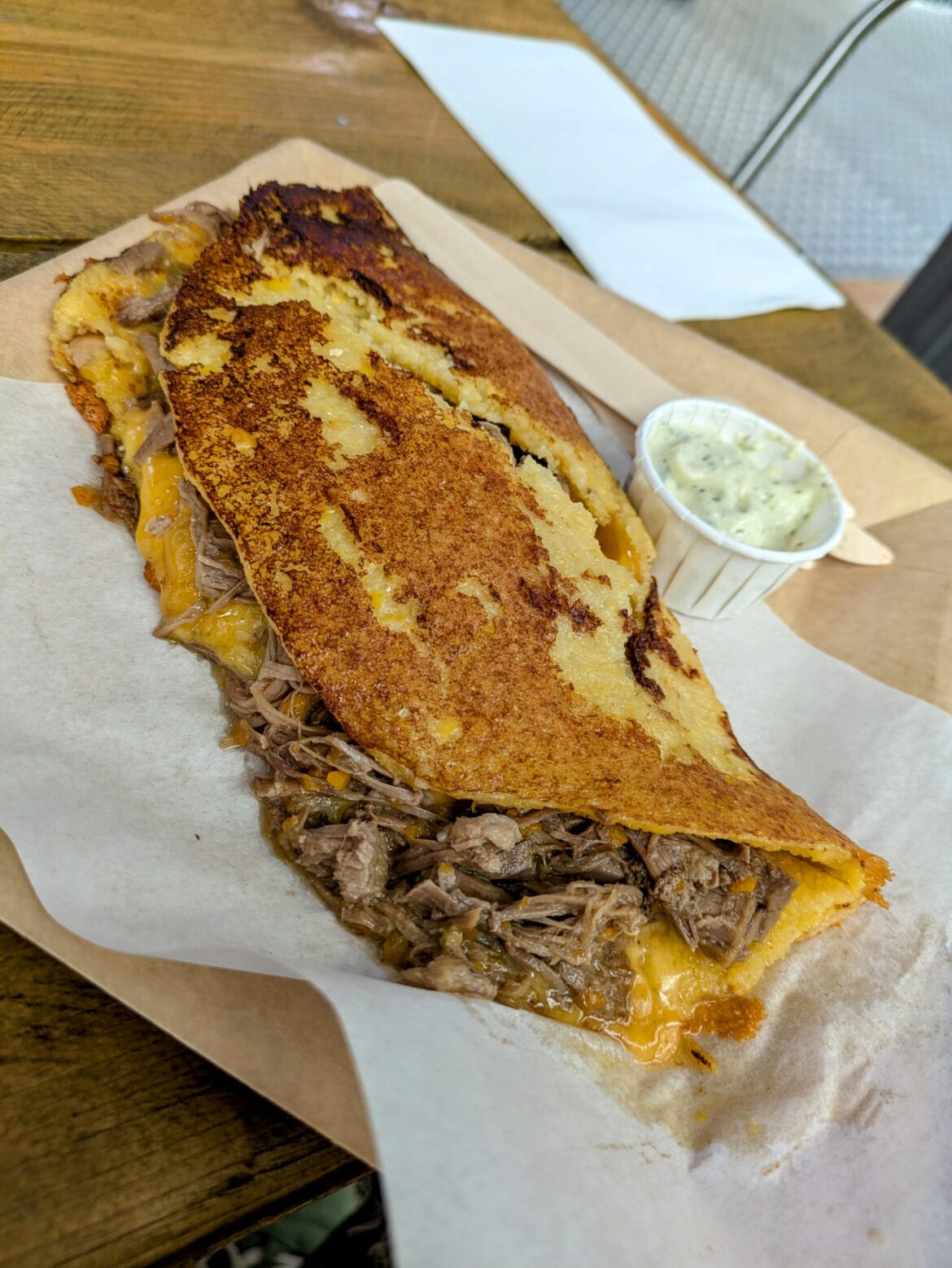 Pelua cachapa from Na' Guara in Nags Head Market on Seven Sisters road, London