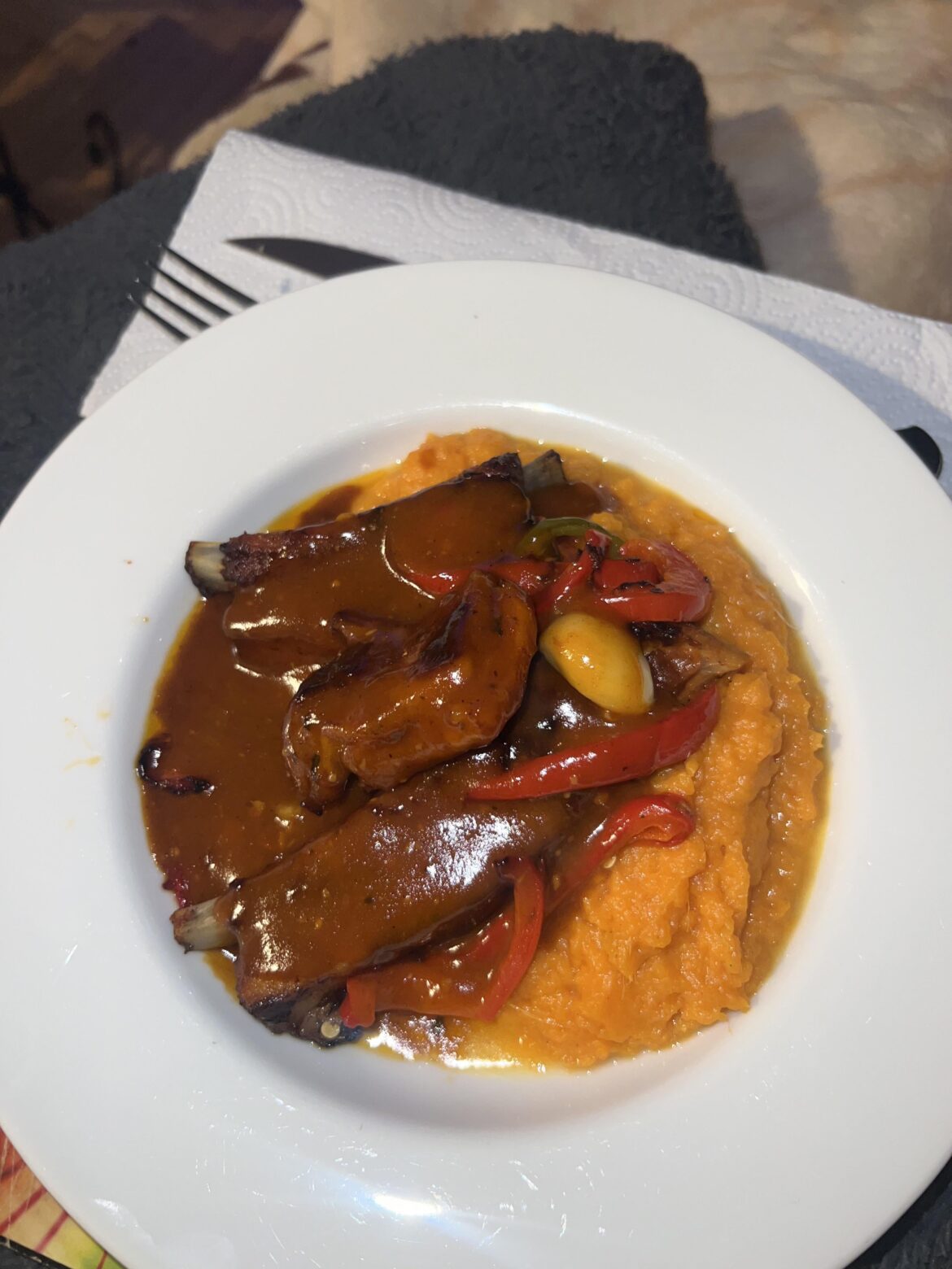 Pork belly chops and mash Sweet Potato Pork belly chops and mash Sweet Potato