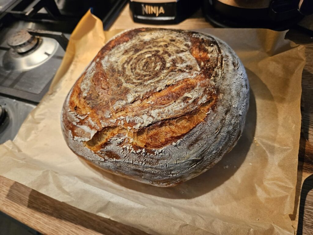 What do you think?my first sourdough bread and tastes divine