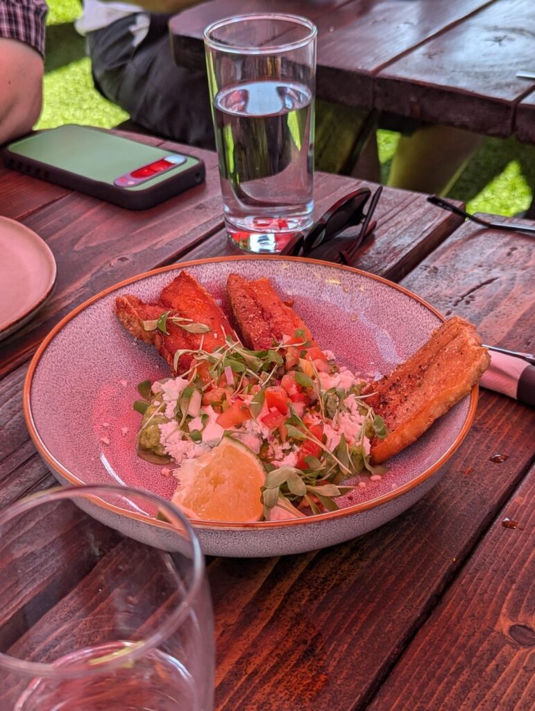 Maple Block Skillet Cornbread and Chicharron and Guacamole
