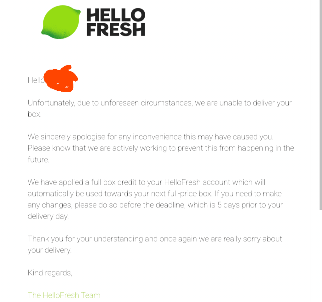 Unable to deliver box to same address as usual, no explanation.