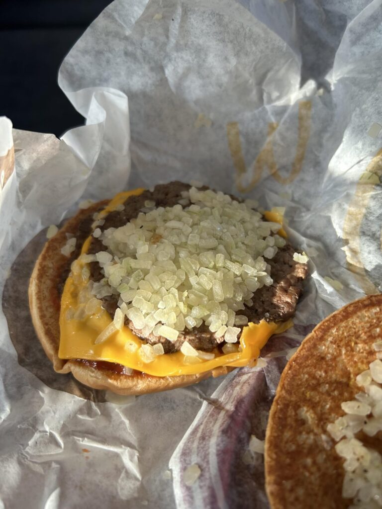 Was too tired to cook, stopped off to get some of this garbage. Asked for “extra onions”, and my man in the back did not disappoint…