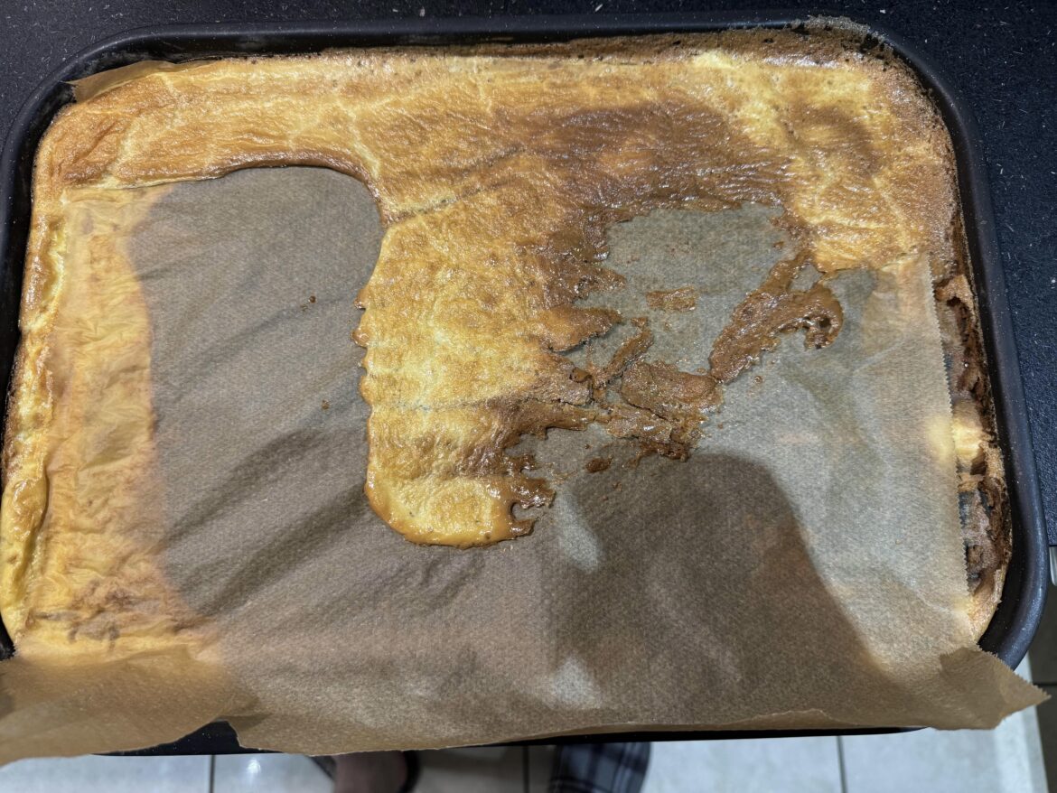 My boyfriend’s first attempt at making cloud bread…