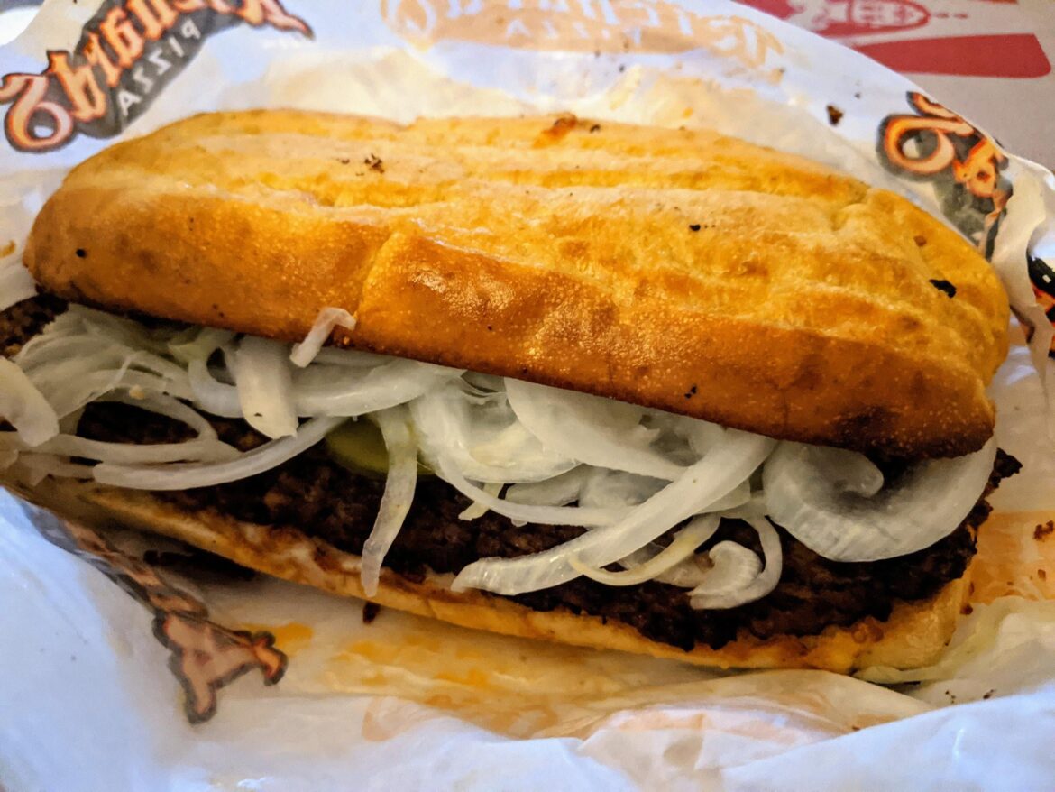 This is a normal order from Richard's Pizza in Ohio. They do onions the right way.