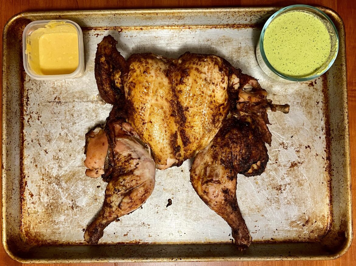 Smoked and grilled Peruvian-style chicken