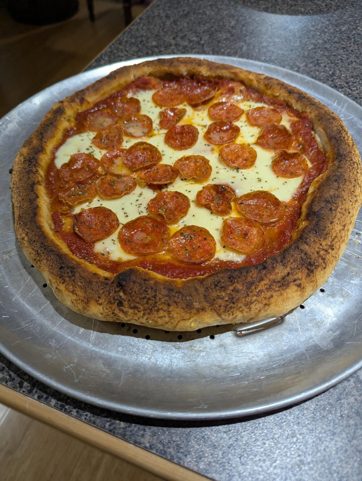 My first attempt at a stuffed crust pizza.