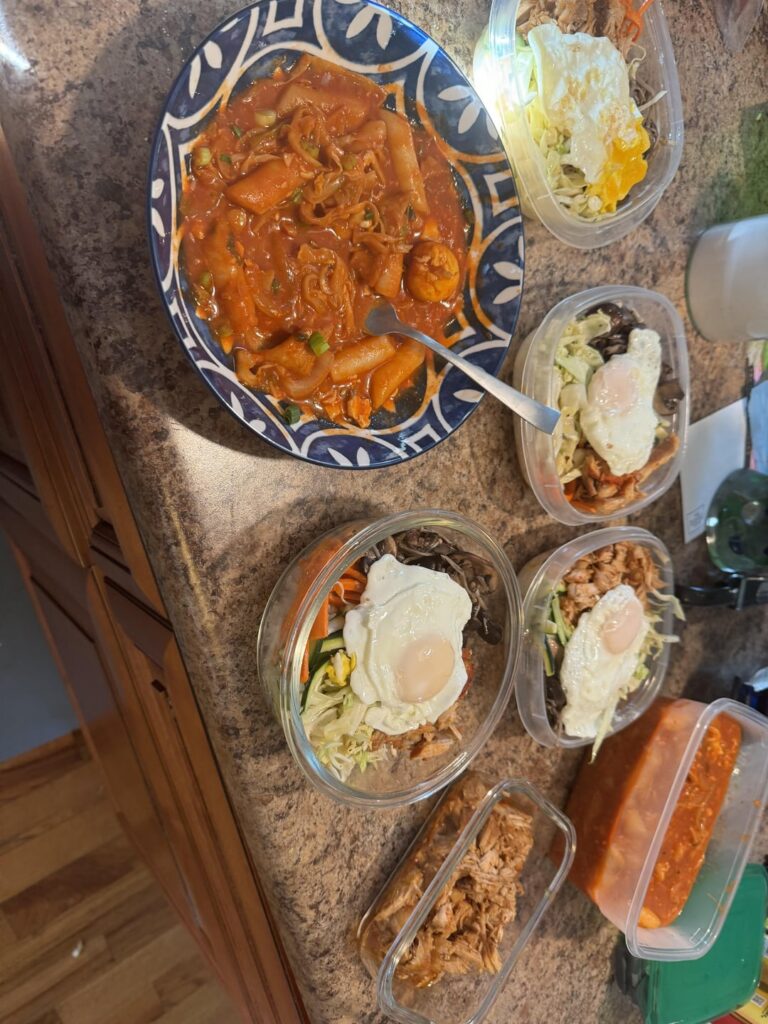 First attempt at Korean food: tteokbokki and bibimbap! lol