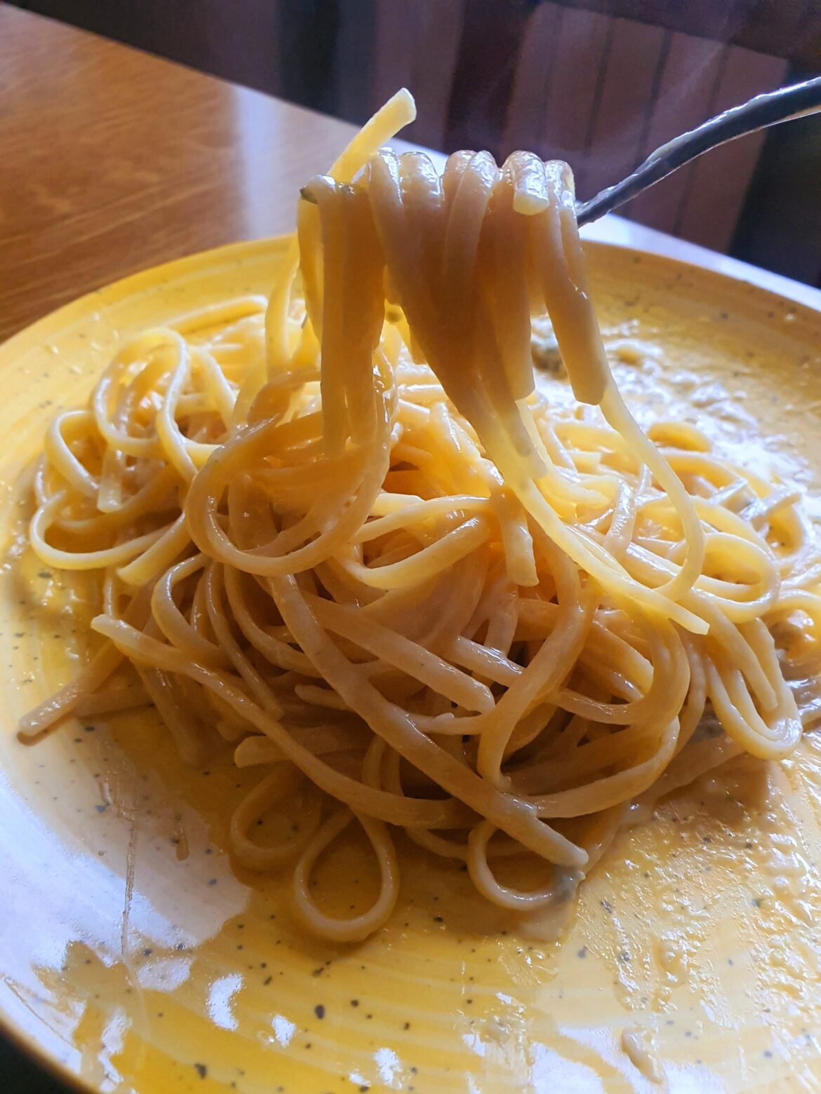 Spaghetti with gorgonzola cheese