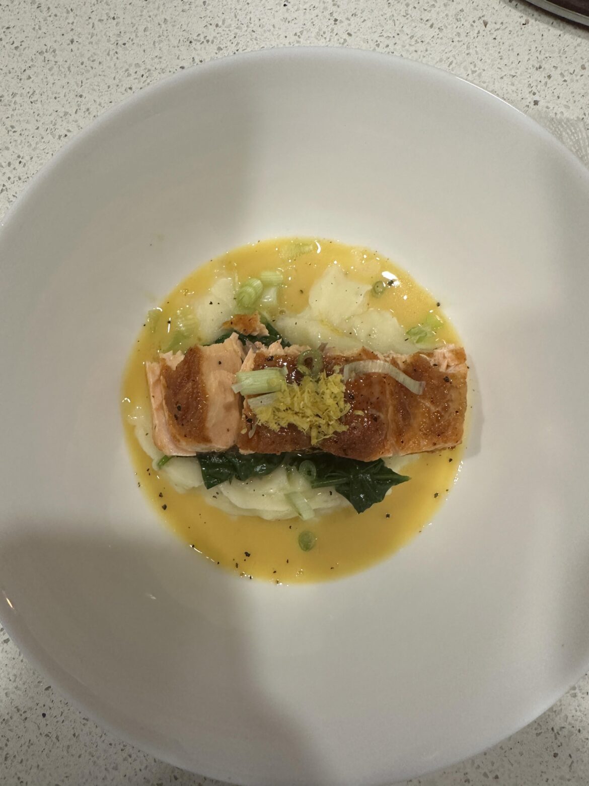 Seared Salmon, Mashed Potatoes and a Beurre Blanc Sauce