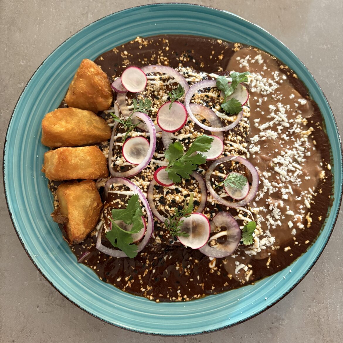 Suadero enchiladas, in mole @ Tenampal (Boyle Heights)