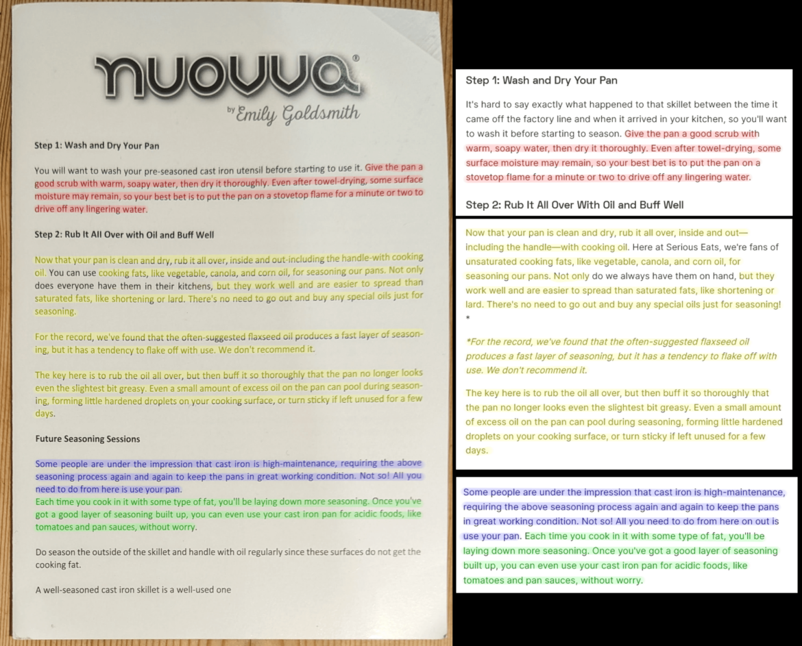 The instructional manual I got with my cast iron skillet looked a little familiar...