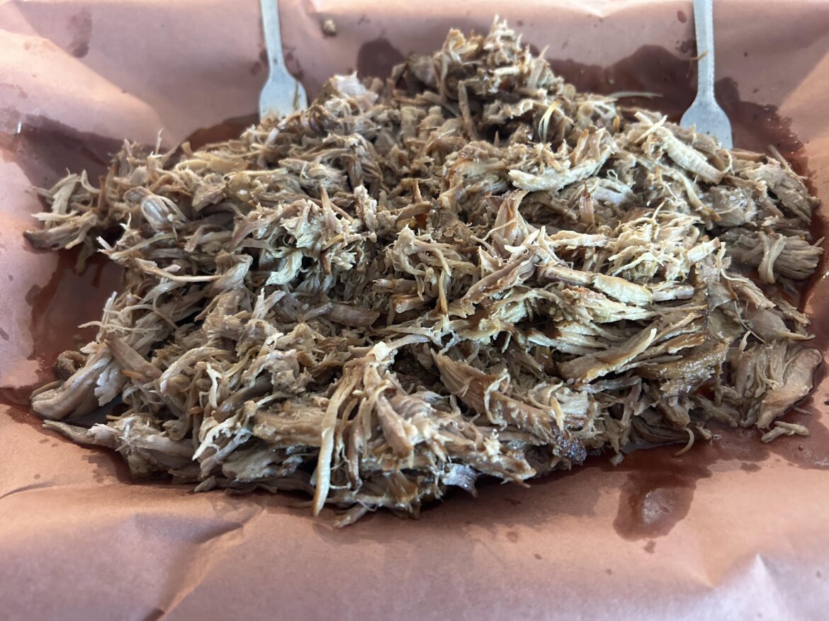 Coca-Cola and soy sauced pulled pork shoulder