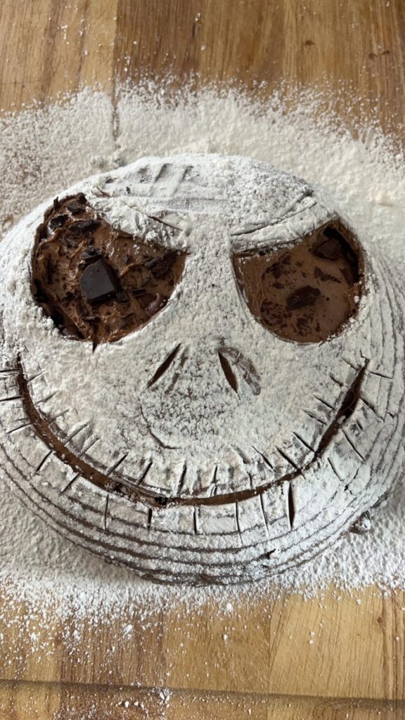 I tried the Jack Skellington design on chocolate sourdough…