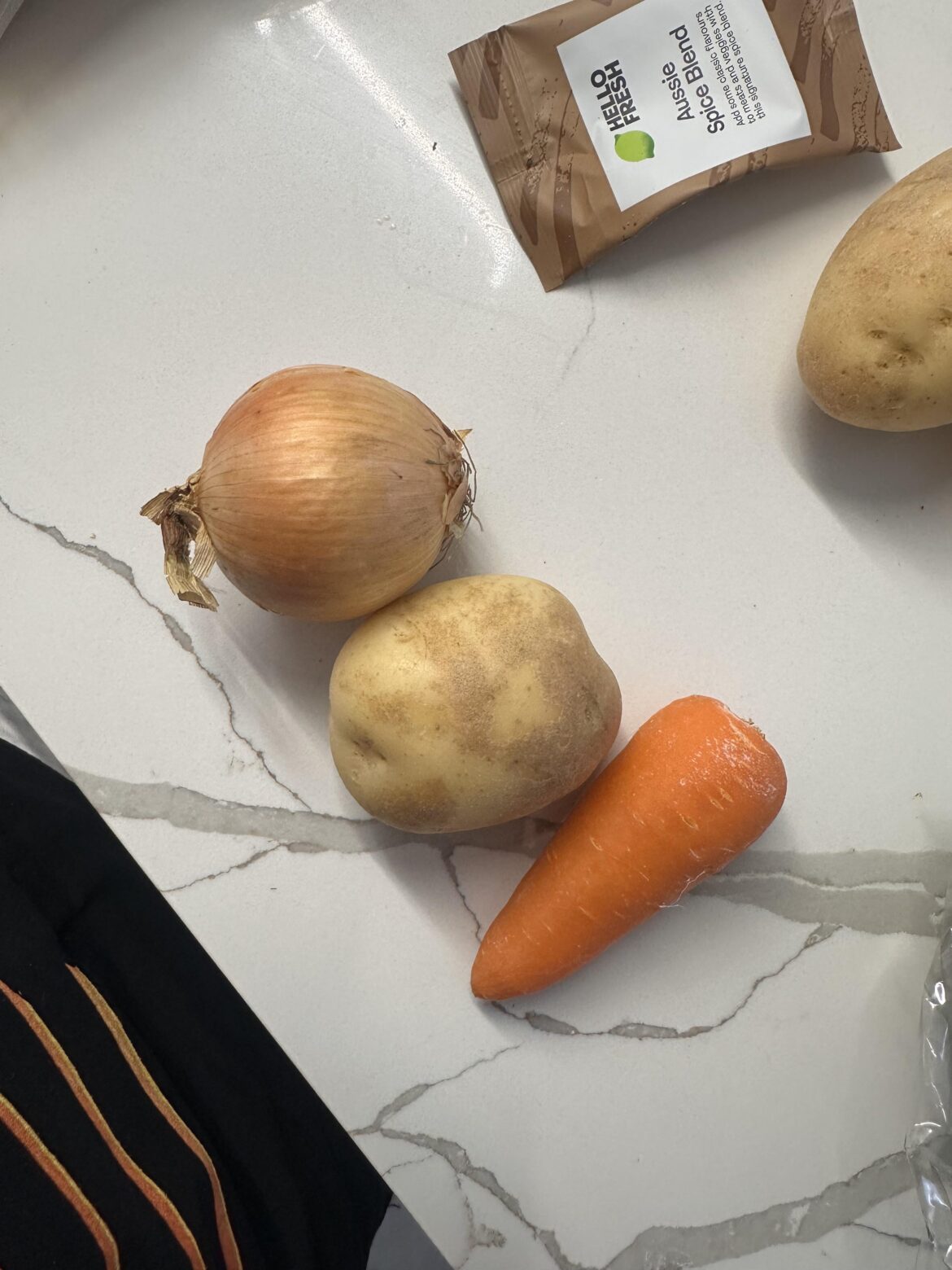 carrot from hello fresh the same size as potato and onion