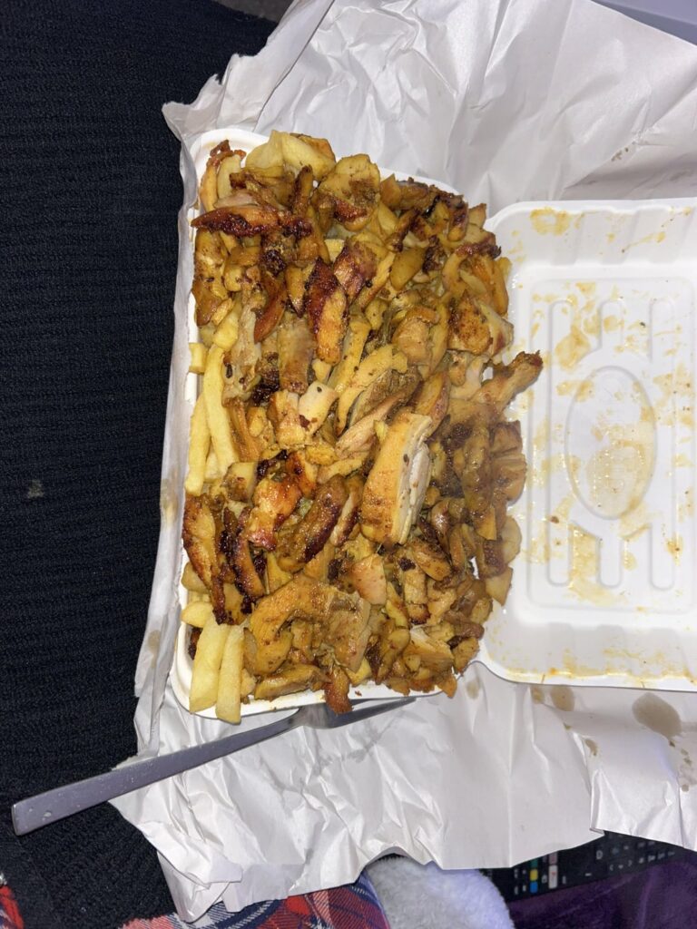 estimates on this large portion of chicken doner and chips