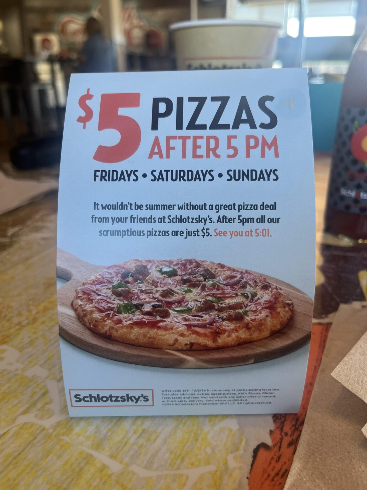 Schlotzsky’s $5 pizza special