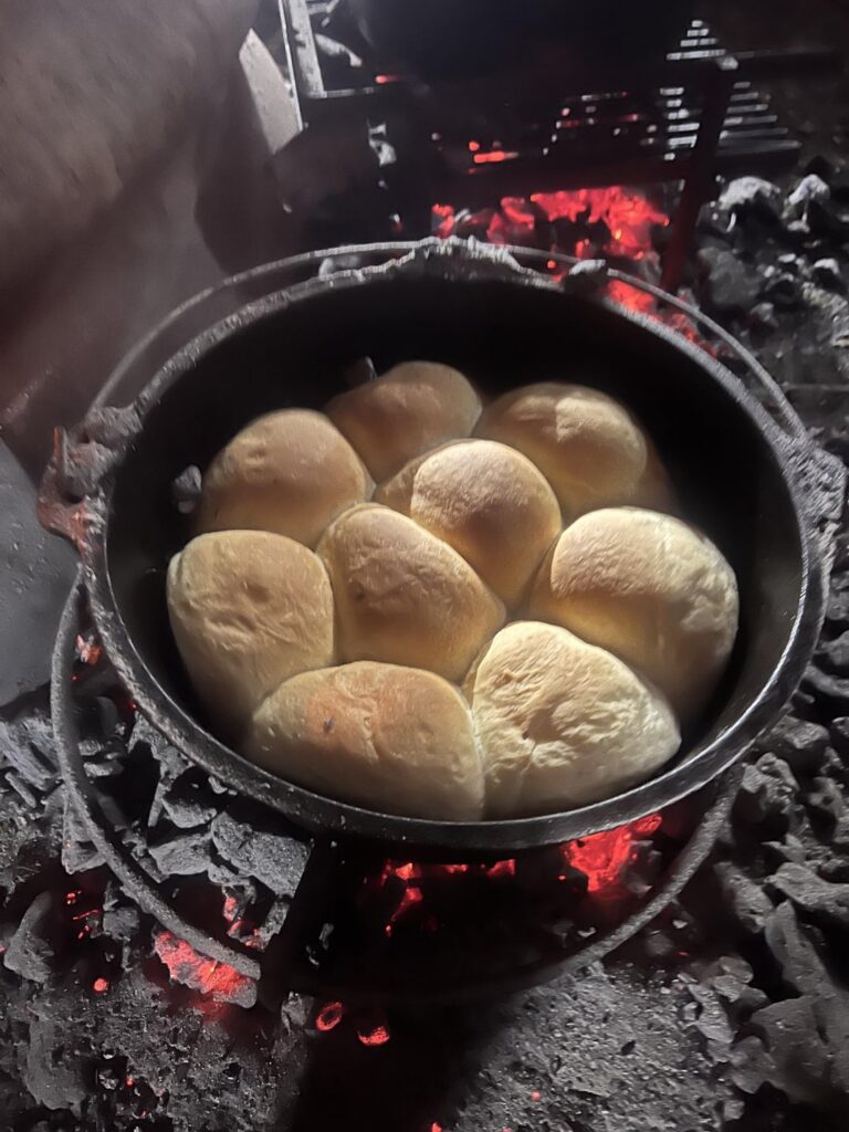 Cast Iron Bread over coals……