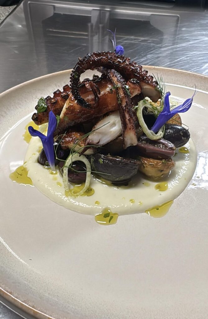 Ligurian Octopus- Citrus Fennel Puree ; Kalamata ;Patatas; Pickled Fennel; Chimichurri ; Arbiquina Olive Oil