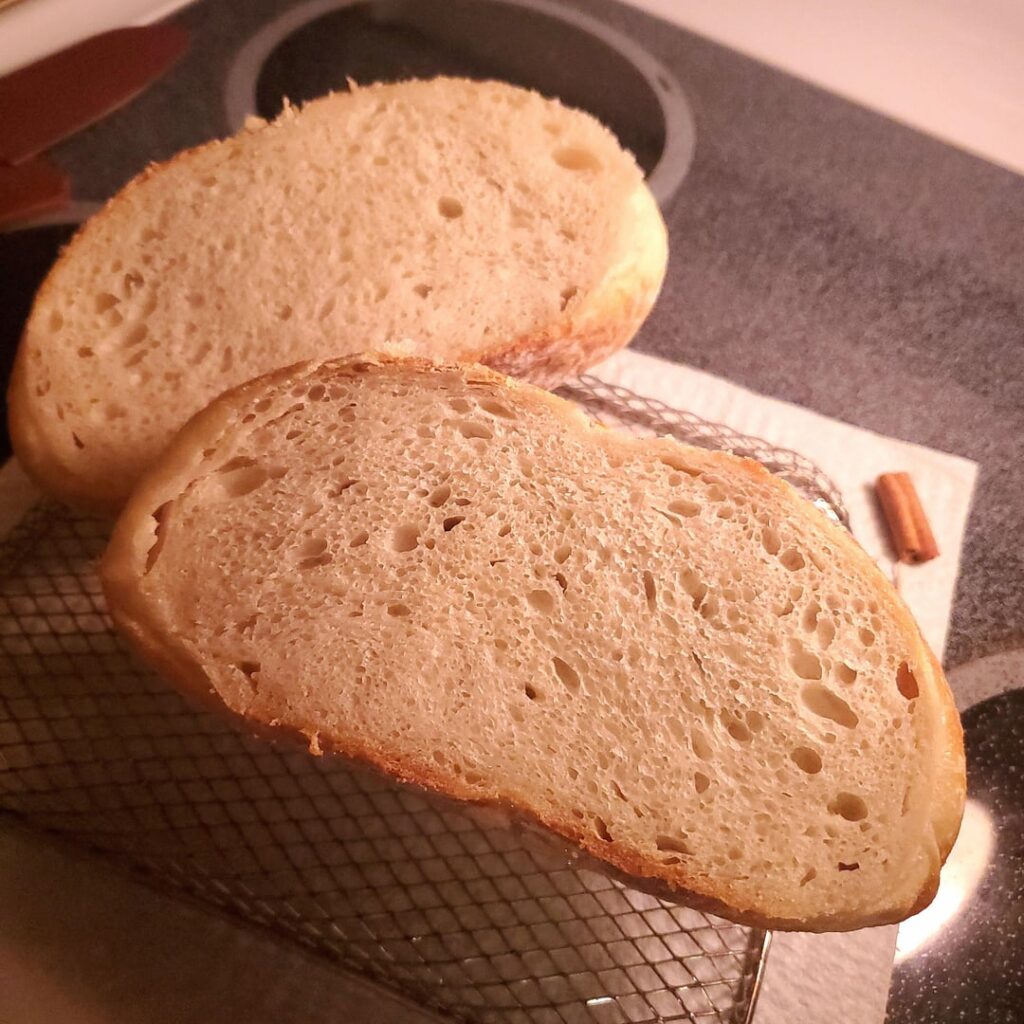 I seriously gasped when I cut into this. Didn't expect to finally get my dream crumb on a pumpkin shaped loaf!