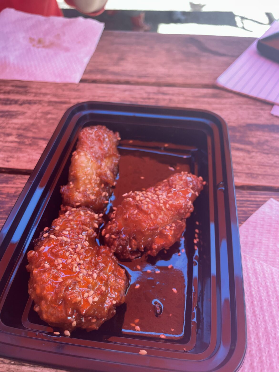 Wings at Wow Poke have no right tasting this good! Crispy kimchi butter sauce is good but the crispiness and tenderness of wings is amazing.