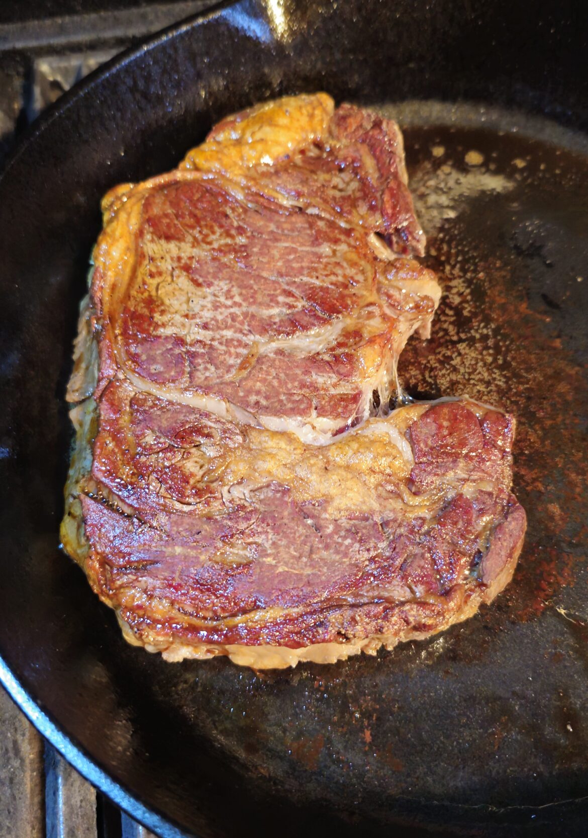 Cast iron sear post sous vide. No butter, no oil, no problem!
