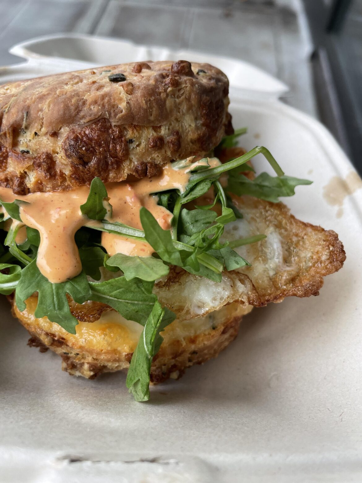 Delicious breakfast sandwich in Seattle