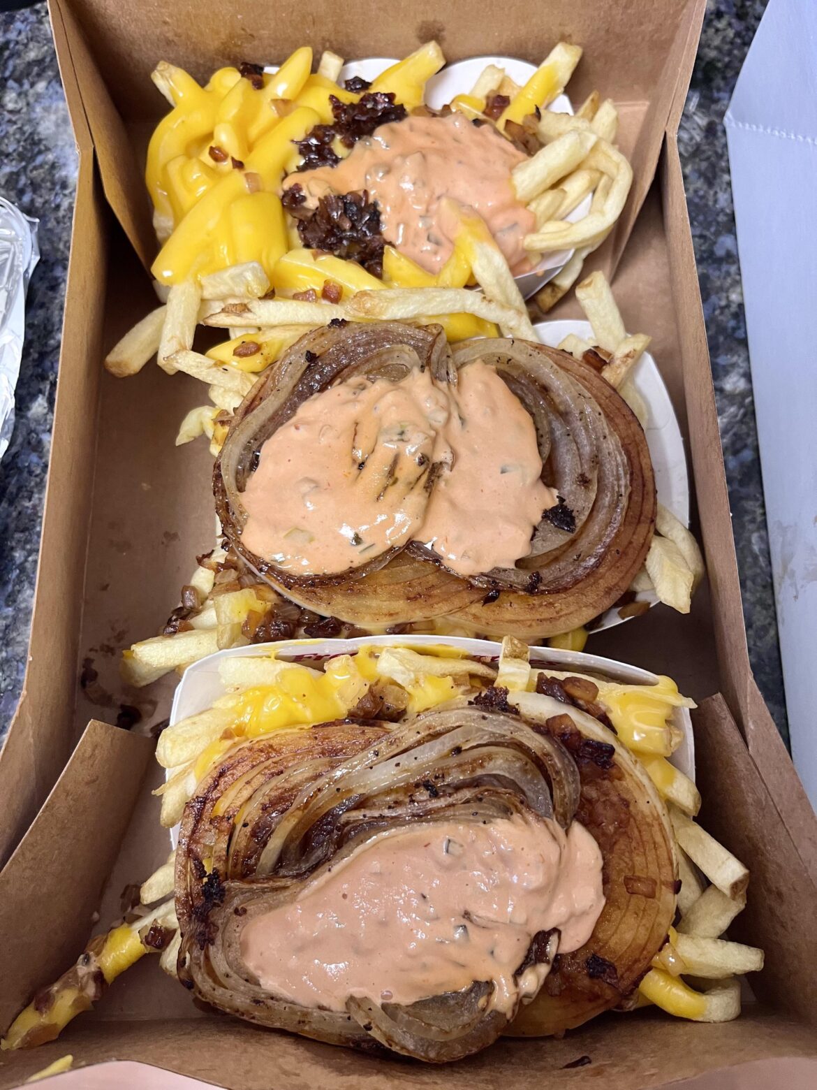 Animal style fries & animal style fries extra extra whole grilled onion