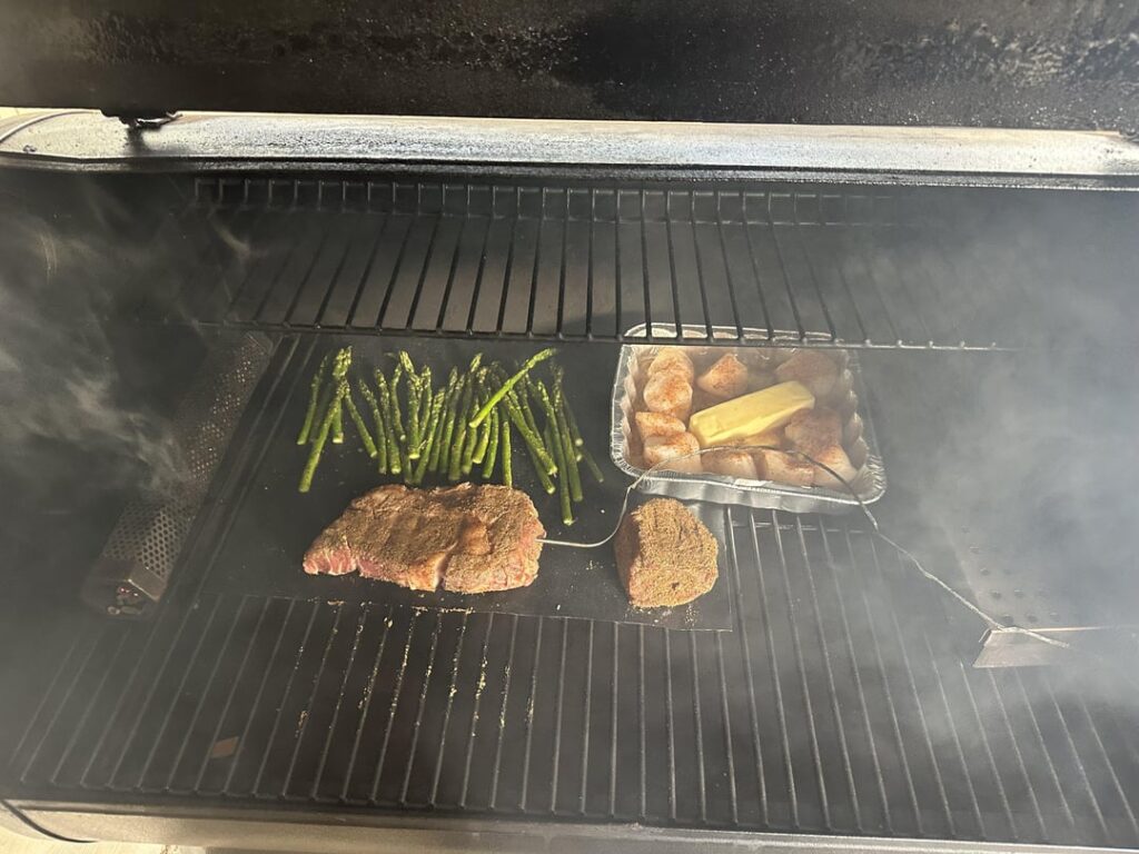 Smoked Steak, Scallops, and Asparagus