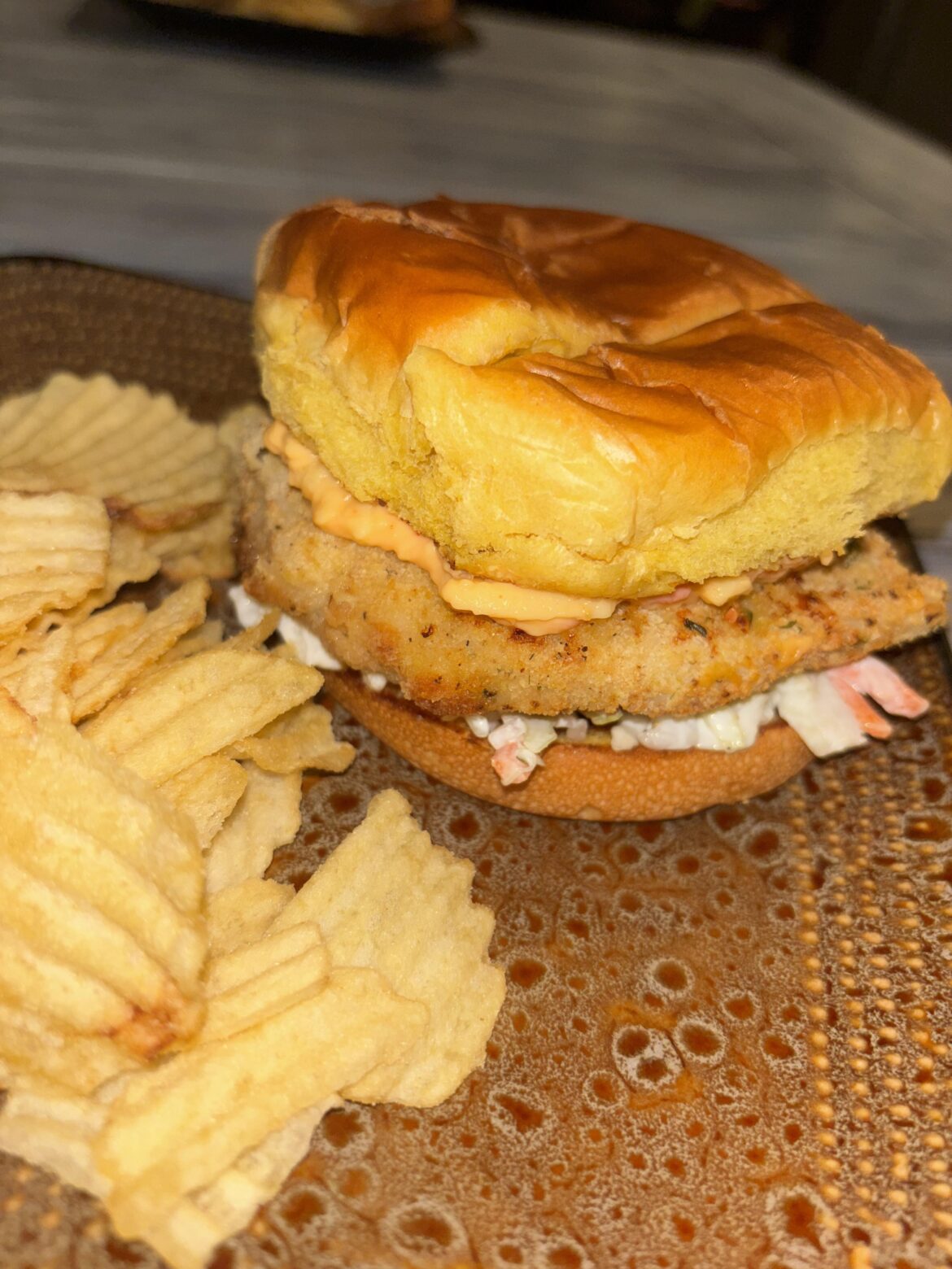 Pimento fried chicken sandwich