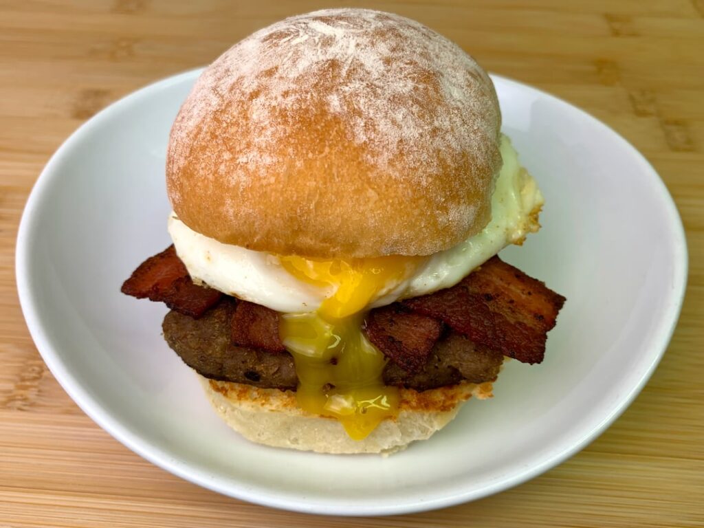 Homemade Beef Lorne, Bacon and Egg on a Fresh made Morning Roll