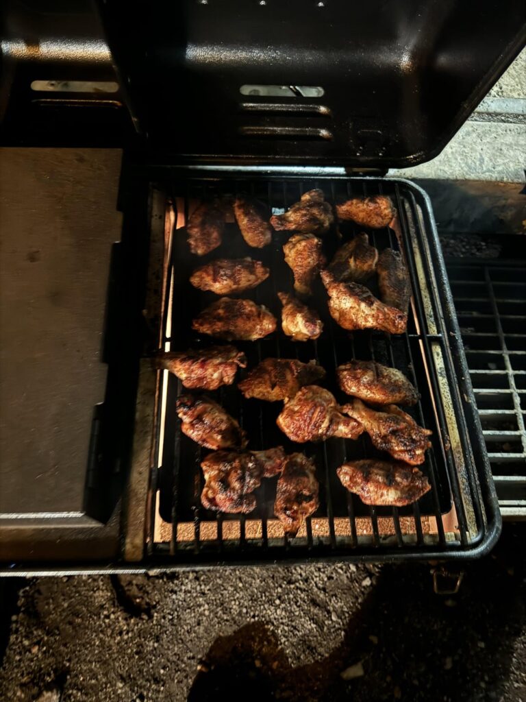 Job site wings on nights on Traeger Ranger