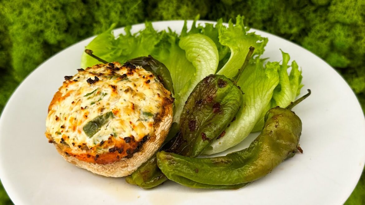 Mushrooms Stuffed with Salmon in Air Fryer
