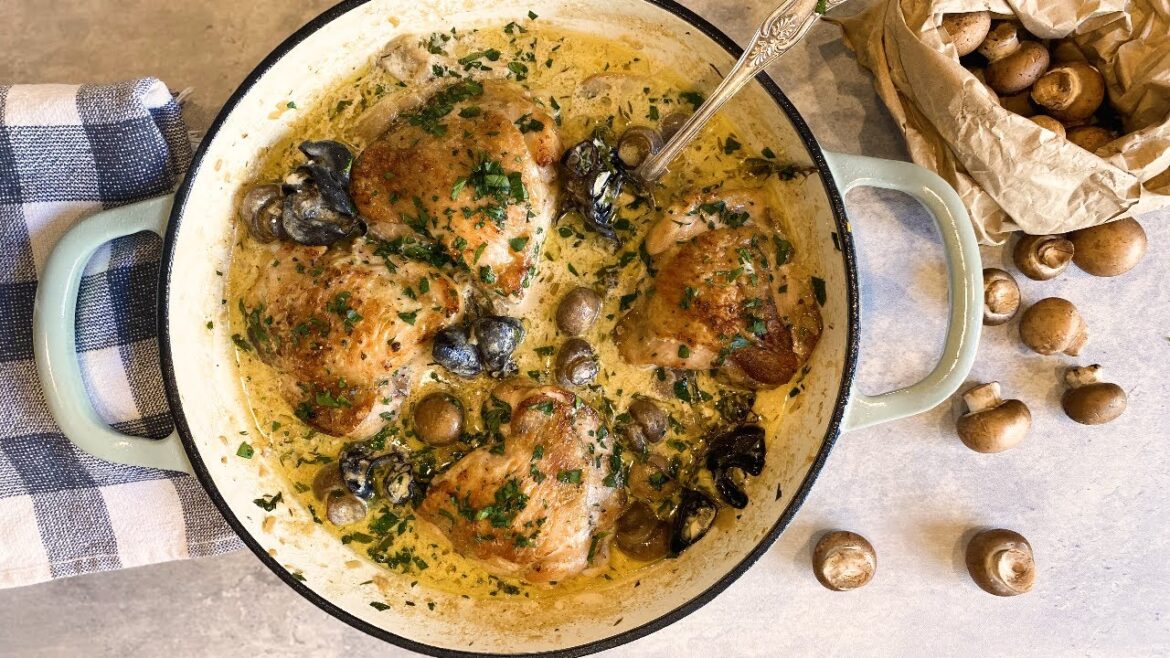 Chicken Forestière with Brandy & Mushroom Sauce | Rustic French Recipe.