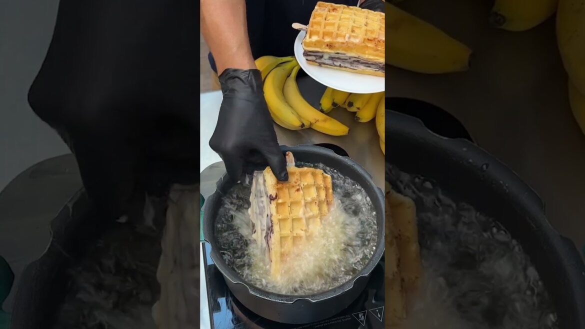 Bananas Foster Waffle Fried Ice Cream #Shorts Bananas Foster Waffle Fried Ice Cream #Shorts