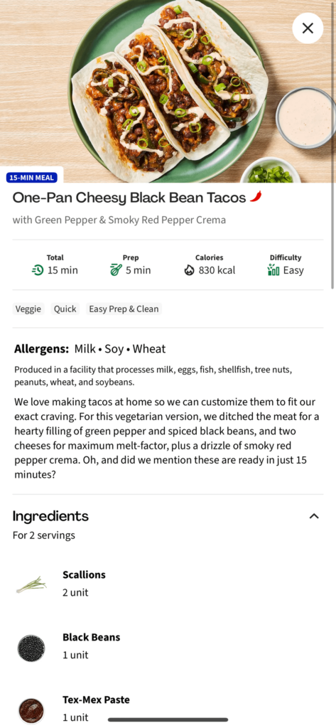 Is there a breakdown of the ingredients for macros?