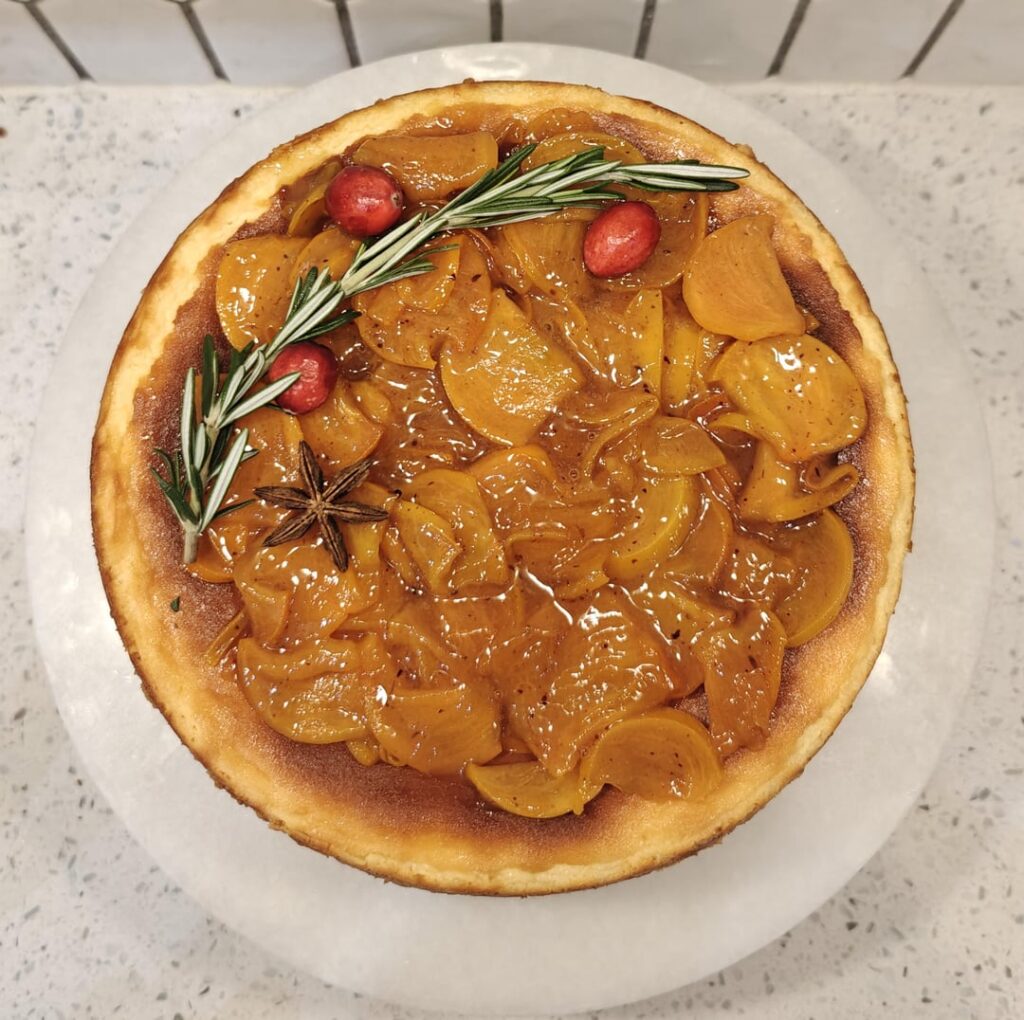 Stella Parks' Souffléed Cheesecake, with a Persimmon Compote