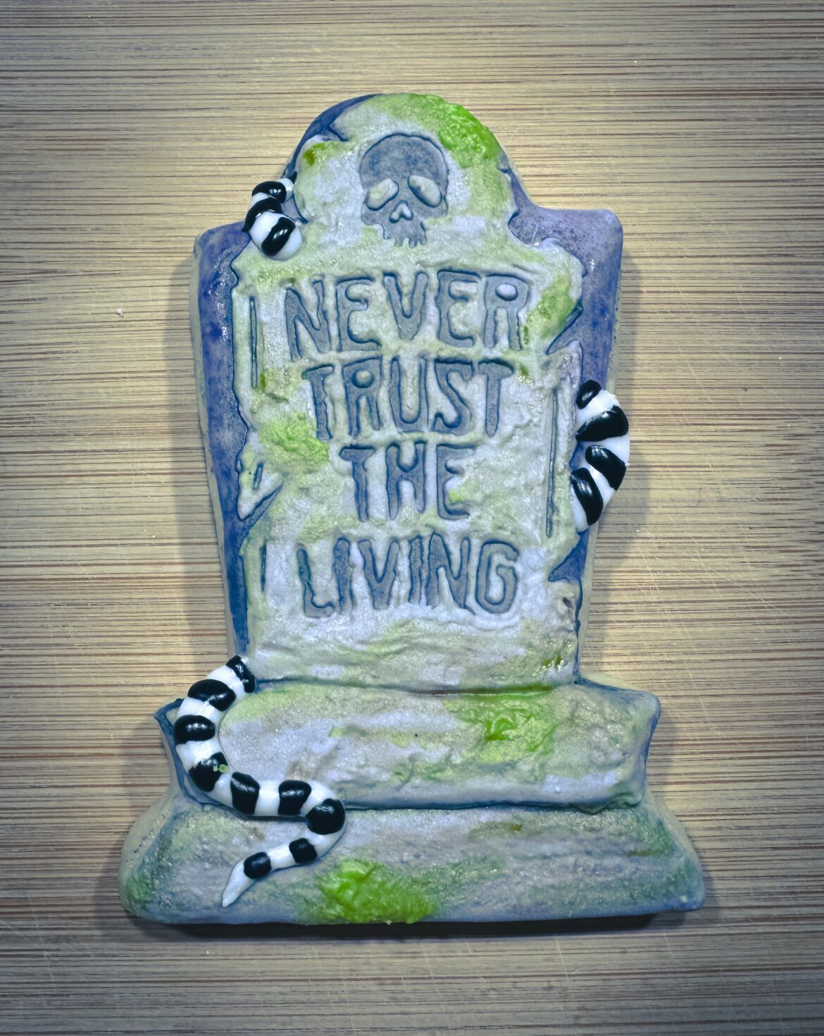 Halloween cookies forever! Here’s a late Beetlejuice cookie!