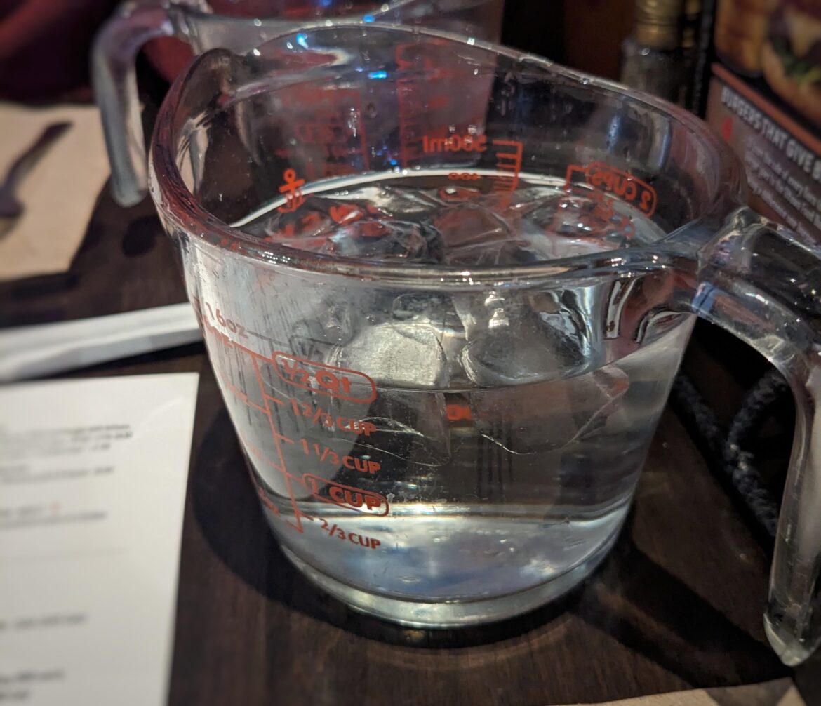 Given 2 cup measuring cups instead of normal glasses