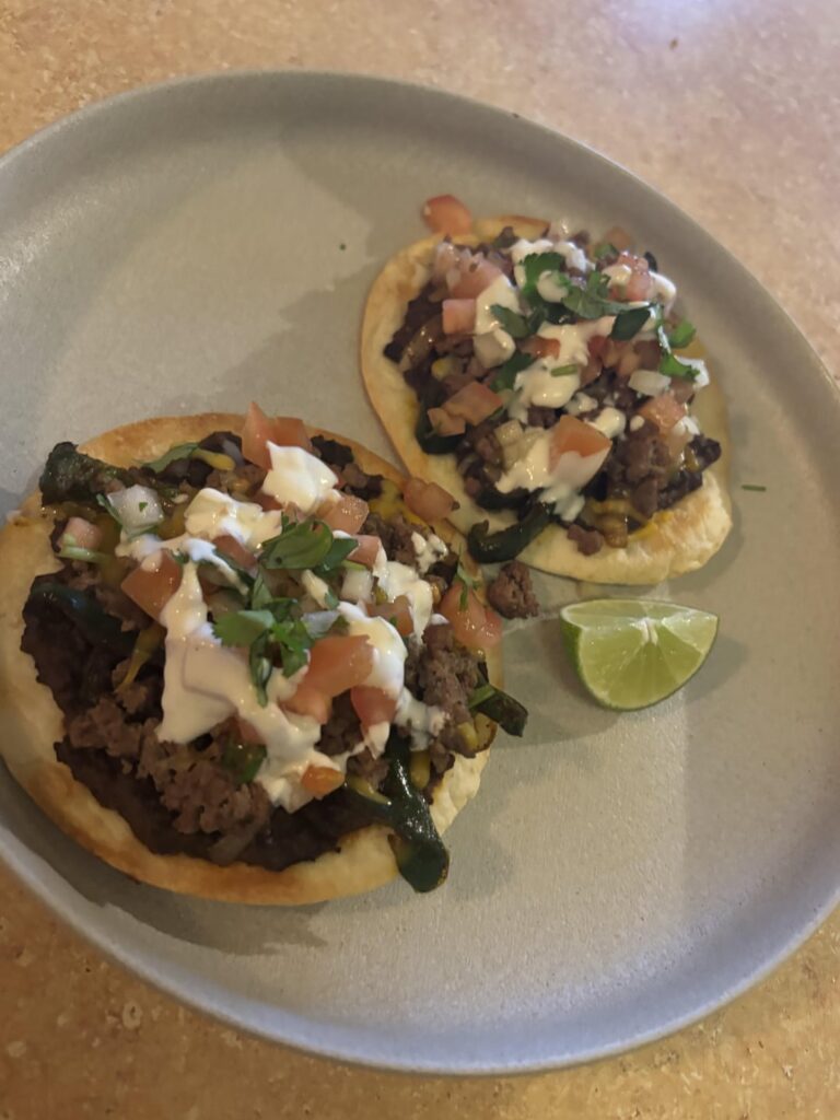 Smashed Black Bean and Beef Toastadas
