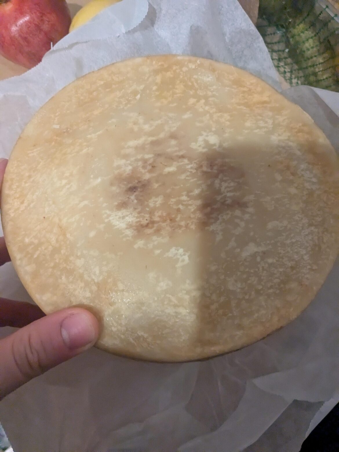 What are the white marks on my Parmigiano Reggiano type mini-wheel.