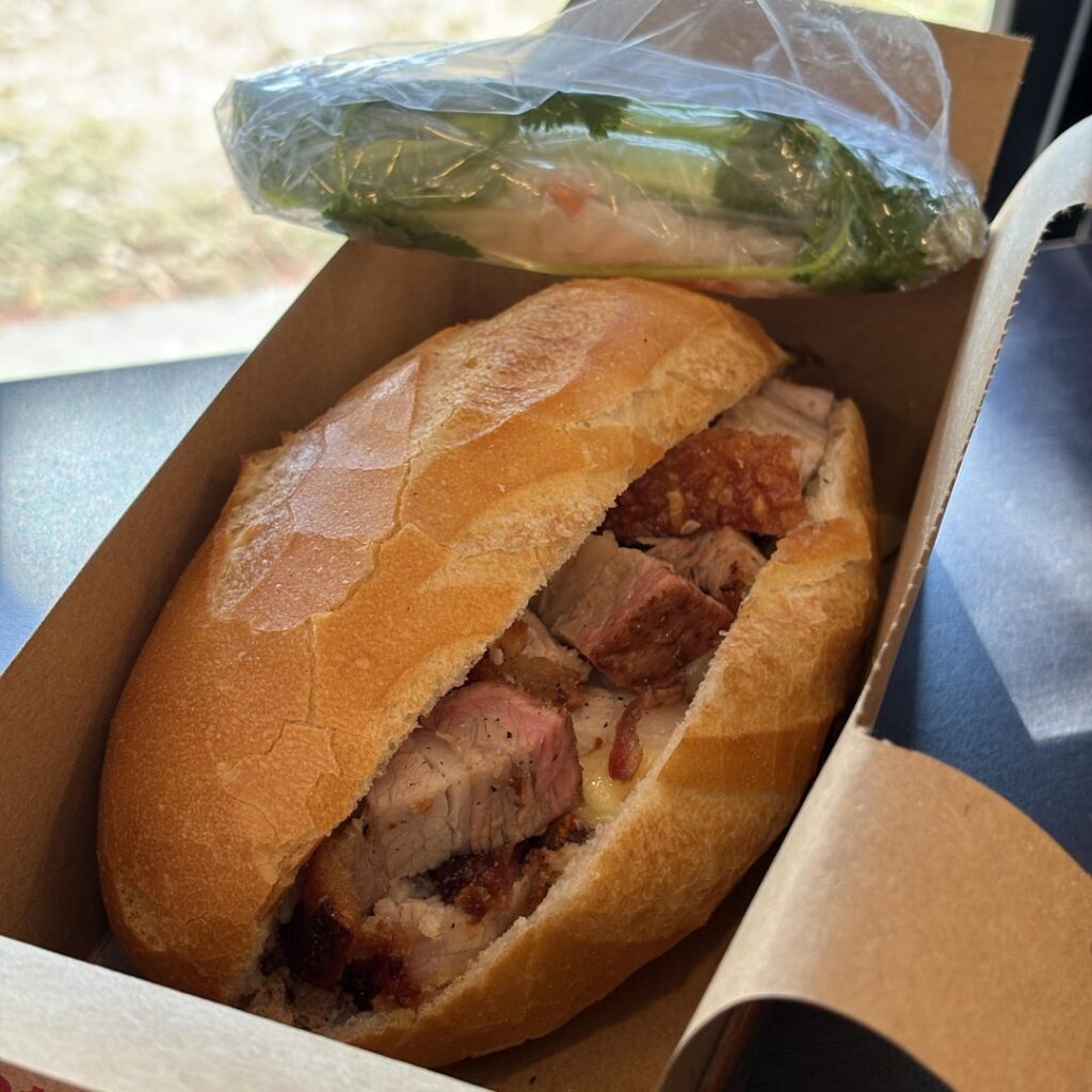 Roasted/crispy pork banh mi @ Banh Mi Hoa Phat (Monterey Park, $)