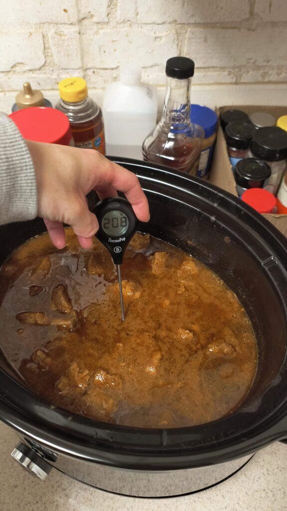 I'd like to dispell a myth, If I may? The lid has been off of this crockpot full of Mexican ish pork chunks for at least 15 minutes while skimming fat